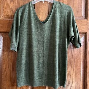 Talbots Olive Knit V-Neck Top